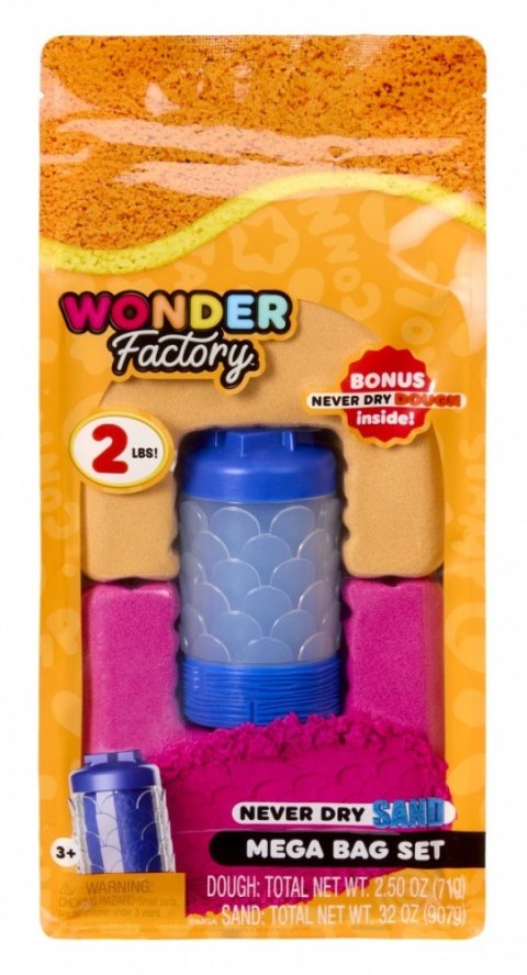 Piasek kinetyczny Wonder Factory Never Dry Sand Bag, Pomarańczowy, czerwony