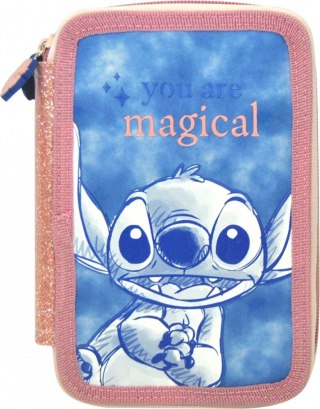 Piórnik dwukomorowy Stitch z wyposażeniem