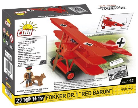 Klocki Fokker DR.1 Czerwony Baron 221 klocków